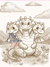 Three-headed dragon baby blanket knitting chart for Brother electronic machines
