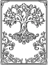 Celtic tree of life with ornamental border, knitting chart for Brother STP