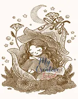 Sleeping fairy in a flower baby blanket knitting chart for Brother machines