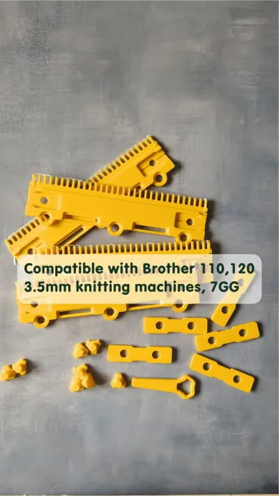 Yellow modular cast-on comb for Brother 3.5mm 7-gauge knitting machines (KH-110, KH-120)