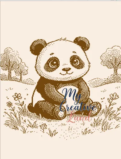 Panda bear baby blanket knitting chart, Brother machine jacquard STP